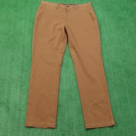 Johnston & Murphy Pants Mens 34x30 Brown Stretch Chino Flat Front Casual - Picture 1 of 8